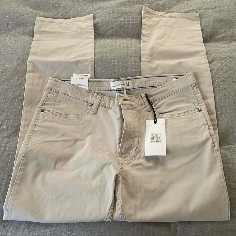 Paper & denim chino pant, slim, 34x32, color: stone, new with tags